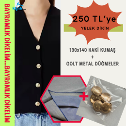 Kumaş + Gold Metal Düğmeler - 1