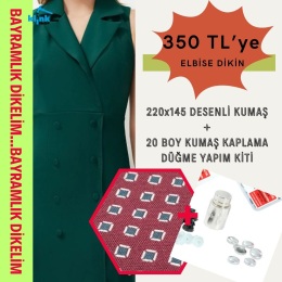 Kumaş+20 Boy Kumaş Kaplama Düğme Yapım Kiti Kombini - 1