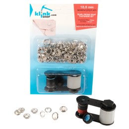 Transparent prong snap fastener application kit - 10,5 mm - 3